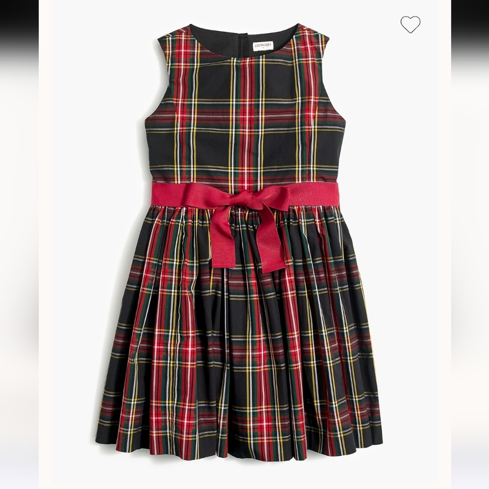 J Crew Crewcuts Black Plaid Dress with Red Accent Belt